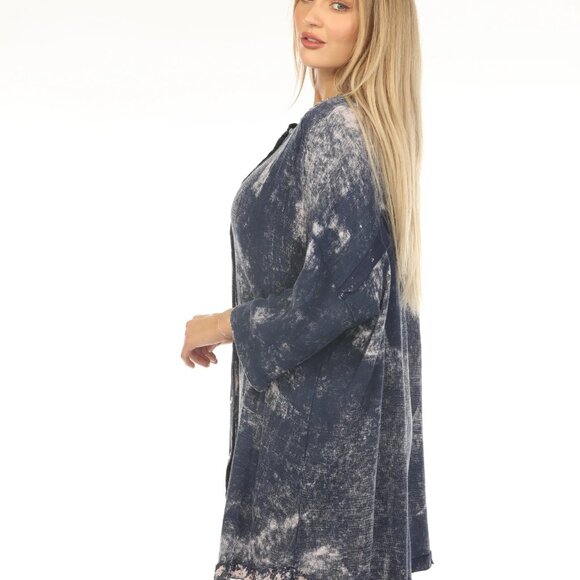 Denim jeans Mesh Exclusive Button Tunic Top - Picture 5 of 6